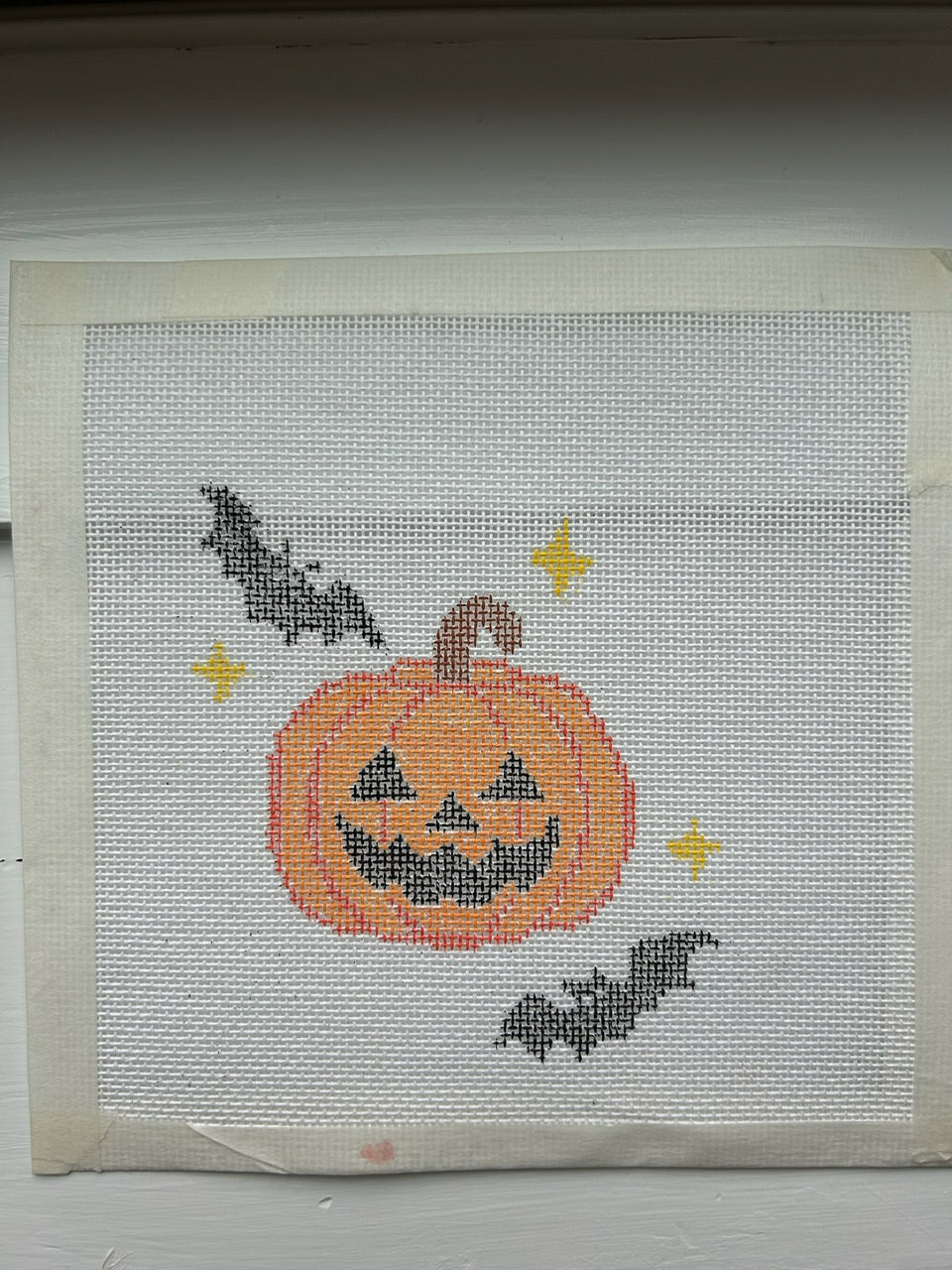 Halloween Needlepoint Canvas (pumpkins & bats)