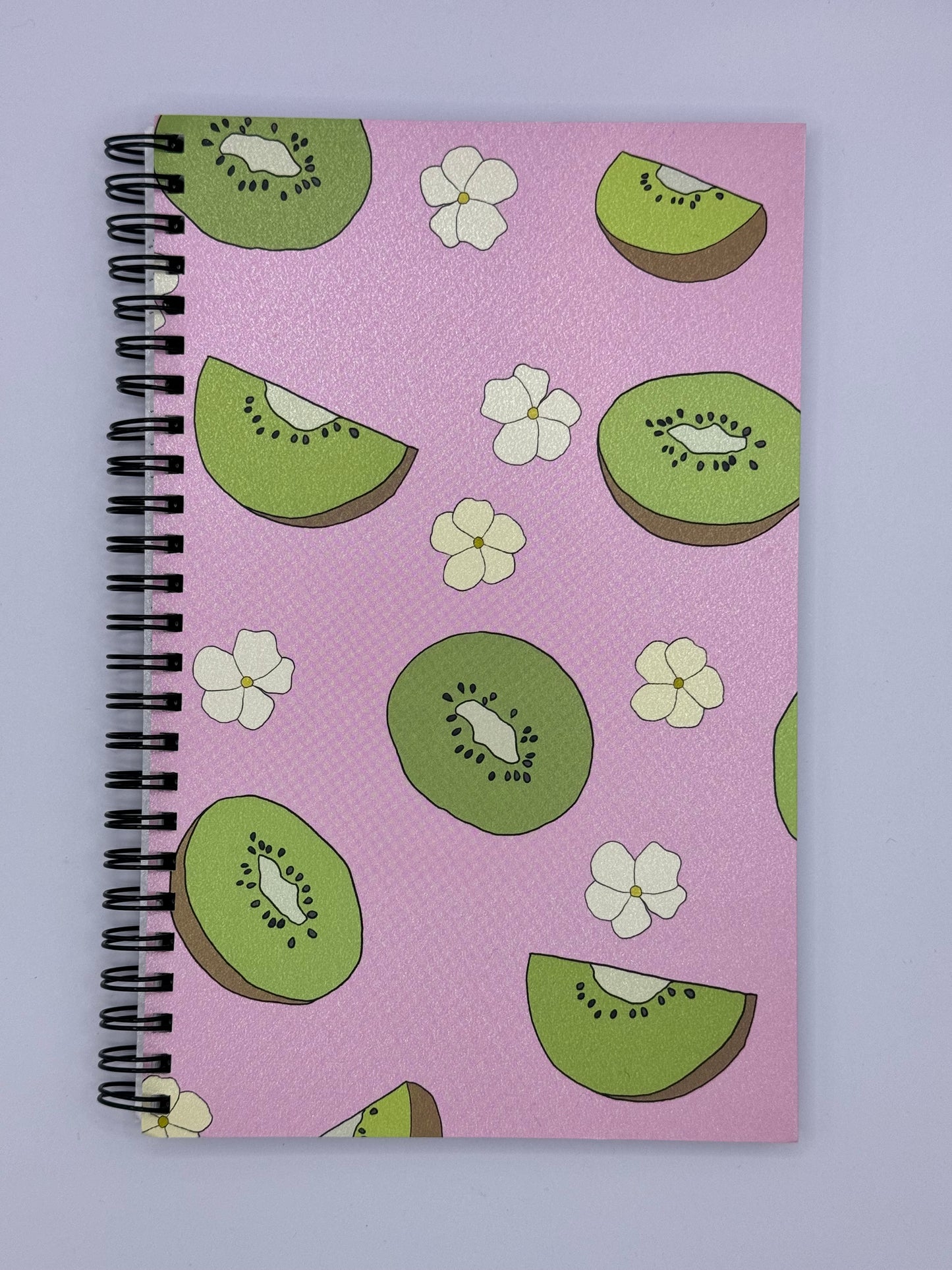 notebook - pink with kiwis and flowers