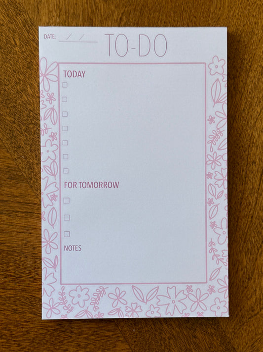 notepad - pink floral to-do